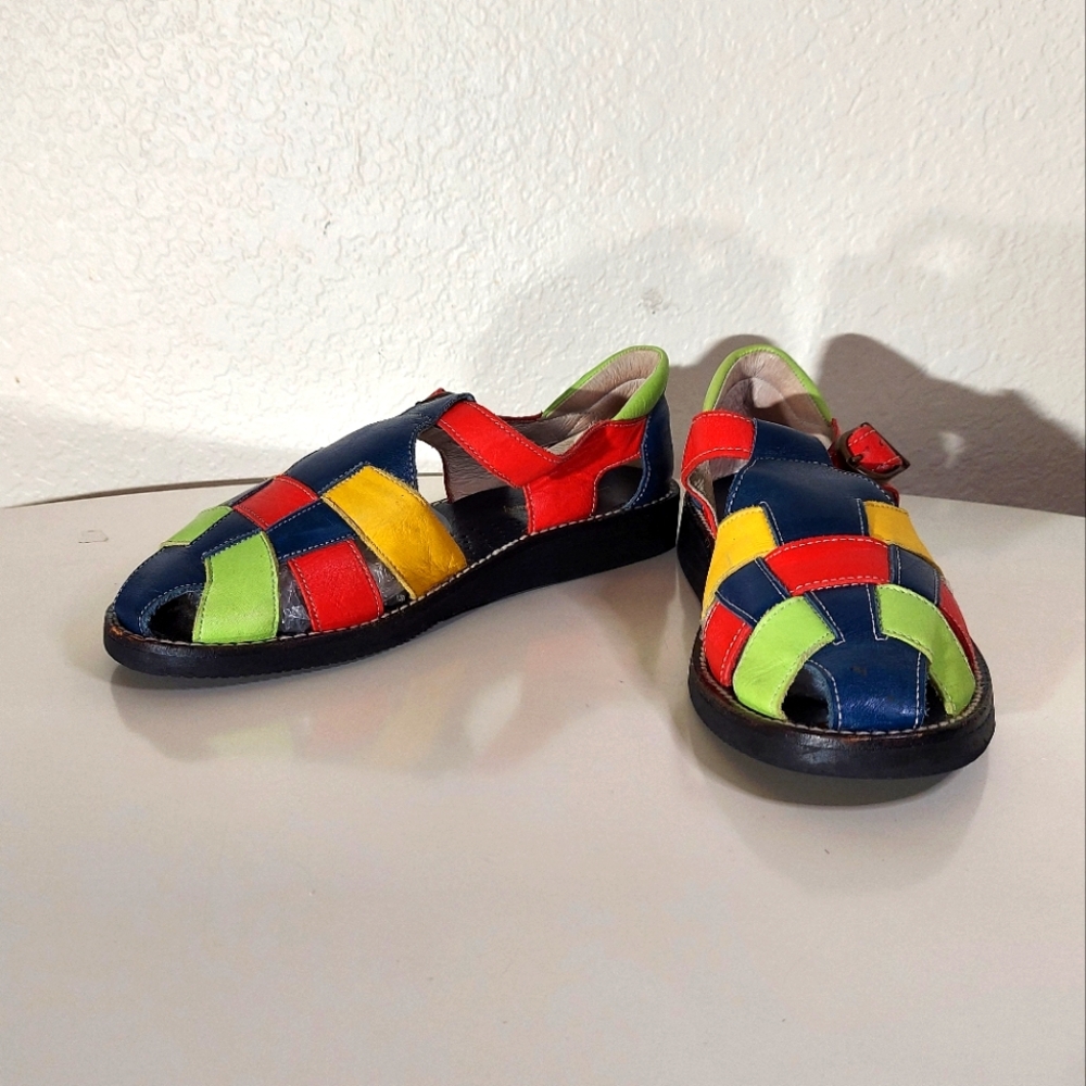 Hanna Anderson Multicolor Leather Ankle Strap Fisherman Sandals Women's Size 36 - Picture 8 of 16